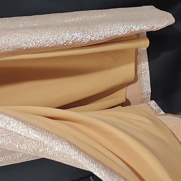 Calvin Klein One Shoulder Ruched Metallic Gown. 10 - Picture 13 of 16